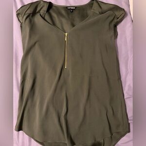 Express Olive Green Zippered Blouse